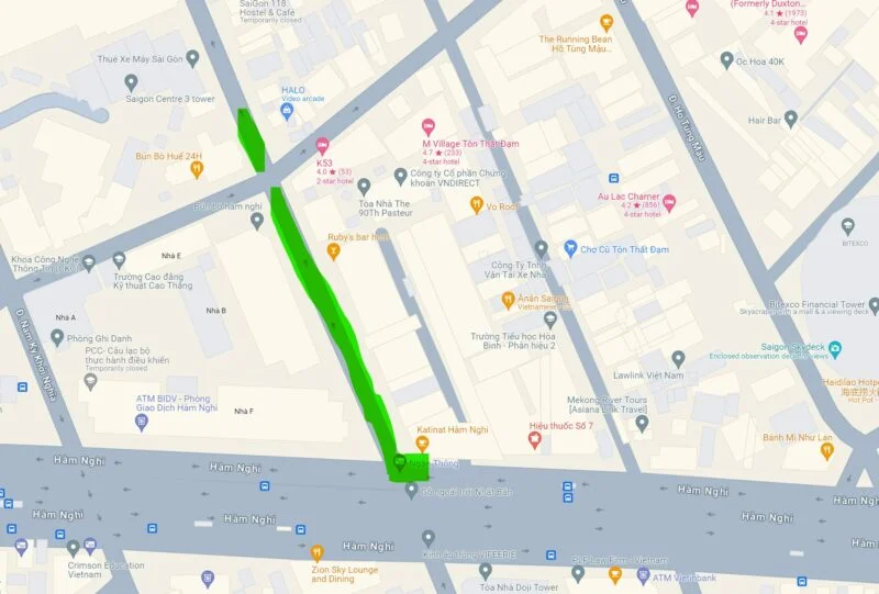 西貢巴斯德街地圖。胡志明市第二好的女孩酒吧街