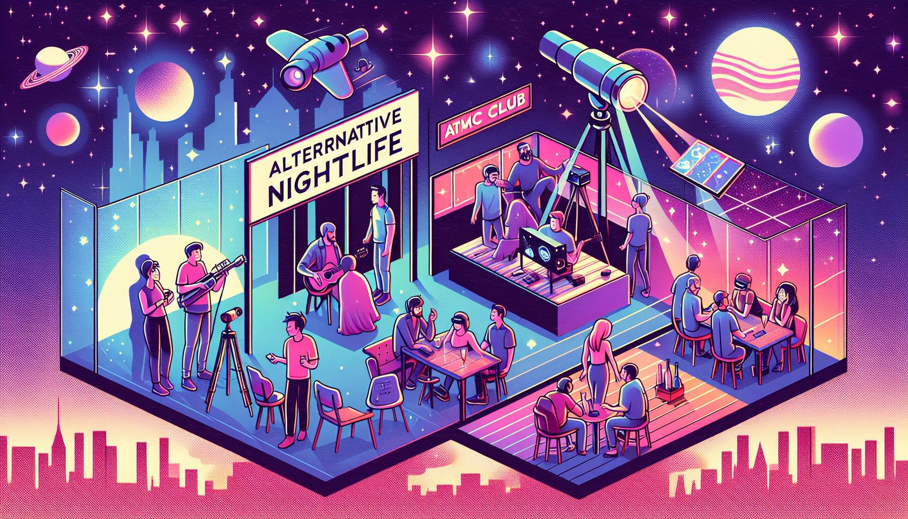 Illustration of alternative nightlife at Atmos Club